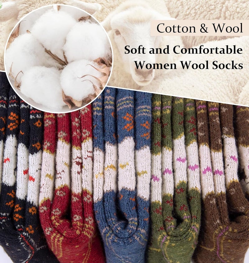 YSense Wool Socks for Women, Winter Boot Socks Stocking Stuffers Gifts for Women Warm Crew Hiking - Image 2